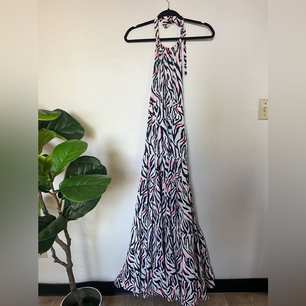 Poet Couture Zebra Print Halter Maxi Dress - Picture 3 of 5